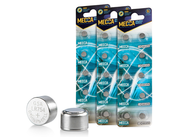 MEDca AG5 LR754 Batteries - 30 Count Pack - 1.5V Alkaline 754 LR48 193 Battery Button Coin Cell Batteries for Hearing Aids and Hearing Amplifiers