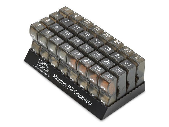 Monthly Pill Organizer - Am/Pm Daily Pill Organizer 32 Compartments for Each Day