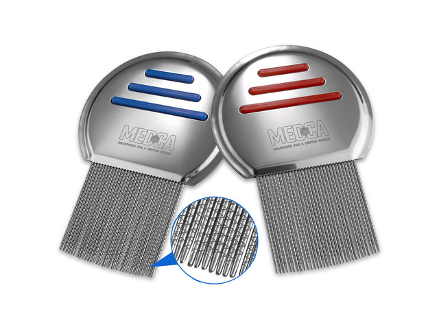 MEDca Stainless Steel Lice and Nit Comb, 2 Pack, Fine-Tooth Head Lice Removal Co