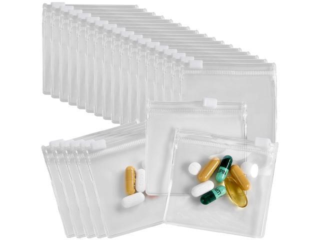 Zippered Pill Pouch Bags - 24 Pcs, Slide Lock Clear Plastic Mini Bags, BPA-Free for Pills Vitamins, Supplements, Medications, Jewelry, Crafts,...