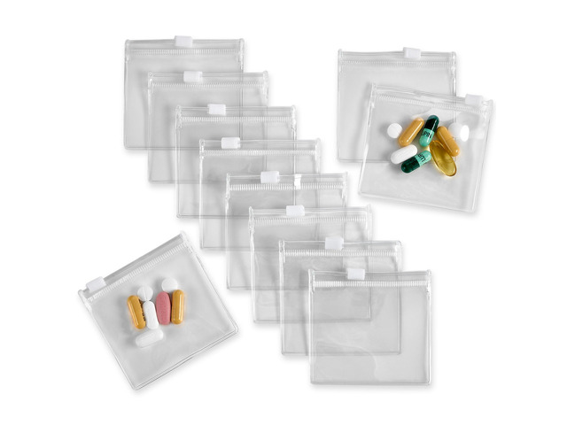 Zippered Pill Pouch Bags - 12 Pcs, Slide Lock Clear Plastic Mini Bags, BPA-Free for Pills Vitamins, Supplements, Medications, Jewelry, Crafts,...