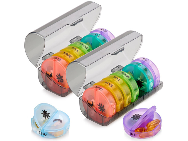 Weekly Pill Organizer - 2 Times-A-Day Compartments - 7 Day AM/PM Pill Container