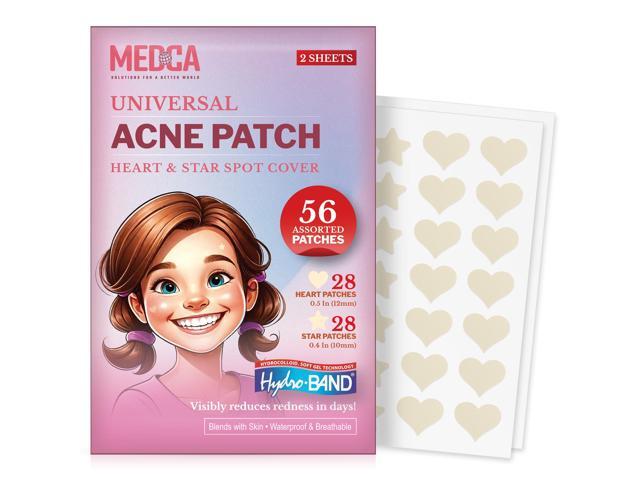 Acne Patch - (Pack of 56) Pimple Spot Treatment Hydrocolloid Bandages Absorbing Zit Cover Dots, Heart And Star Shapes by MEDca