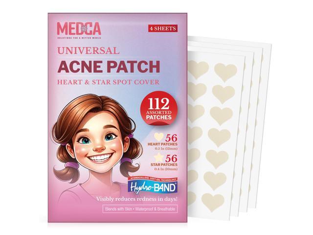 Acne Patch - Pack of 112, Pimple Spot Treatment Hydrocolloid Bandages Absorbing Zit Cover Dots, Heart And Star Shapes by MEDca