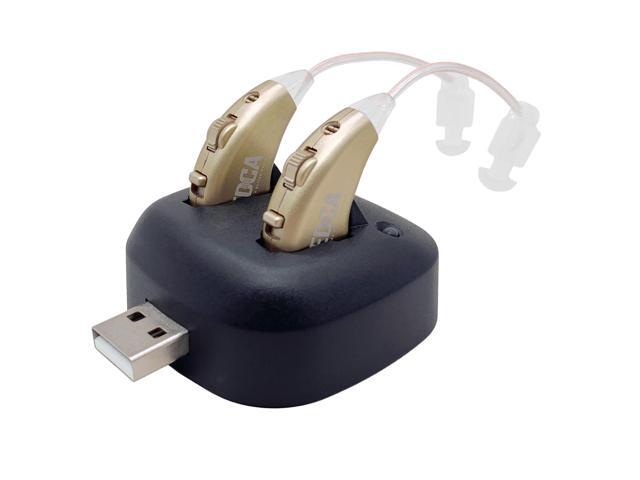 Digital Hearing Amplifiers - Rechargeable BTE Personal Sound Amplifier Pair with USB Dock - Premium Gold Behind the Ear Sound Amplification - By...