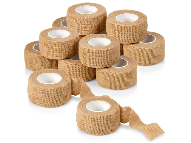 Self Adhesive Bandages - 1' x 5 Yards Per Roll - Pack of 12 Rolls, Elastic Self Adherent Cohesive Wrap First Aid Tape for Sprain Swelling and...