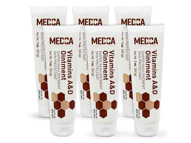 MEDca Vitamin A & D Diaper Rash Ointment for Sensitive Baby Skin, Lanolin & Petrolatum Formula, Soothes Dry Skin, 1oz Tube, 6-Pack, Baby Skin Care