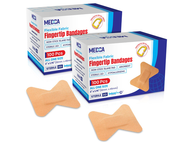 Flexible Fabric Bandages - Flex Fabric Adhesive Bandages Finger-Tip Bandages for Finger Care and to Protect Wounds from Infection - (200 Count)