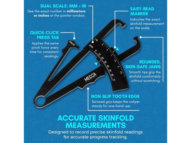 Body Fat Caliper and Measuring Tape for Body - Skinfold Calipers and Body Fat Tape Measure Tool for Accurately Measuring BMI Skin Fold Fitness and...