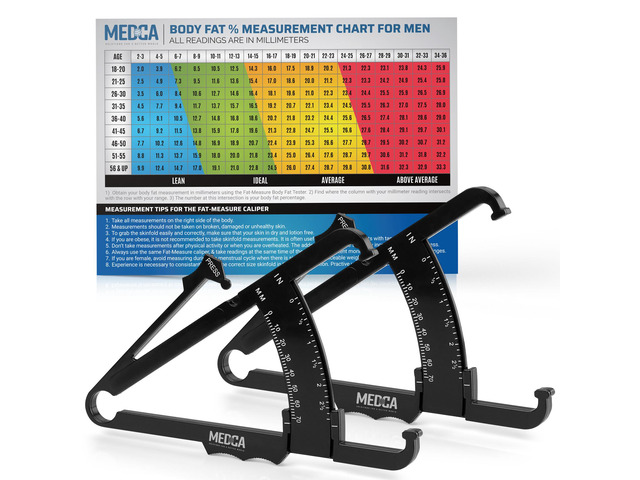 MEDca Skinfold Body Fat Caliper, Handheld Body Composition Measuring Tool, Pack