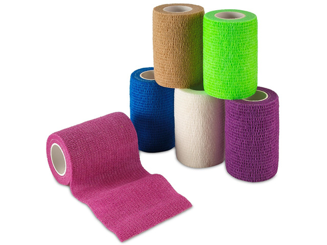 Self Adherent Wrap - Bulk Pack of 6, Athletic Tape Rolls and Sports Wraps, Self