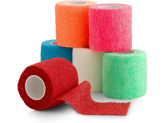 MEDca Self-Adherent Cohesive Bandage Wrap, 6 Pack, 2 Inch x 5 Yard Elastic Athle