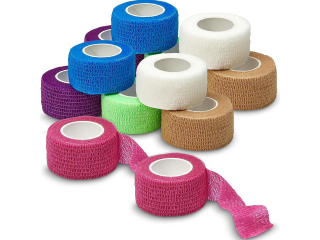 Self Adherent Cohesive Wrap Bandages - (Pack of 12 Rolls) 1 Inch X 5 Yards with