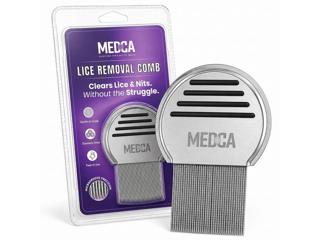 MEDca Professional Stainless Steel Lice Comb, Fine Tooth Nit Removal Comb for He