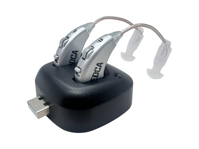 MEDca Rechargeable BTE Sound Amplifiers, Pair with USB Charging Dock