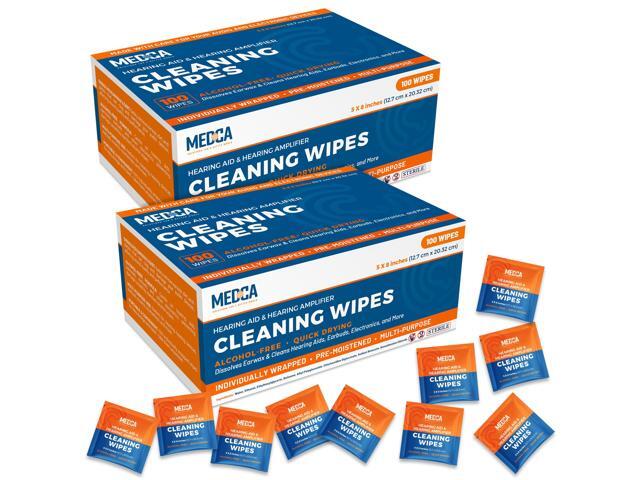 MEDca Hearing Aid Cleaning Wipes, 200 Individually Wrapped Alcohol-Free Pre-Moistened Wipes for Hearing Aids, Amplifiers, Earbuds, Headphones,...