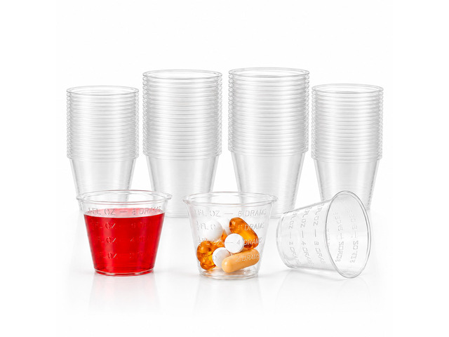 MEDca Clear Plastic Medicine Cups, 1 oz Graduated Disposable Measuring Cups, 100
