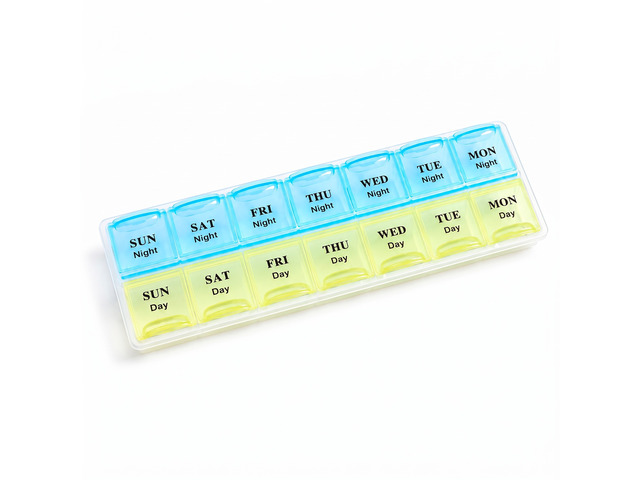 7-Day Weekly Pill Organizer AM PM, 14 Compartment Pill Box, Twice a Day Travel P
