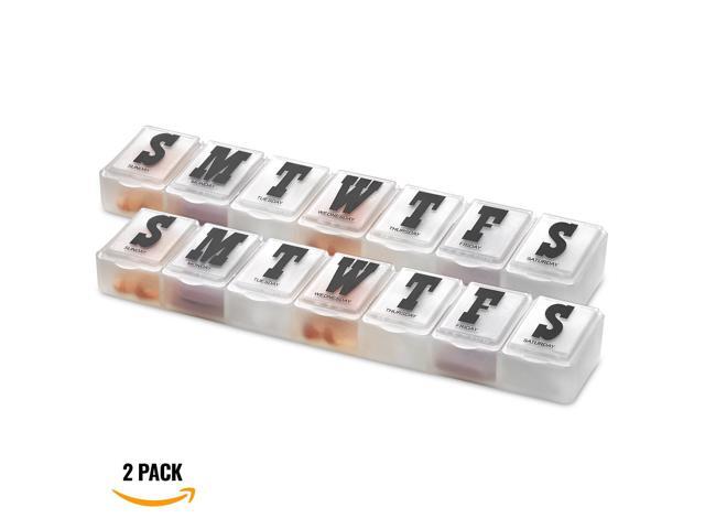 Weekly Pill Organizer - Pack of 2 - Pill Planner to Separate Pills & Vitamins Each Week, Medication Reminder Daily Monday to Sunday Compartments...