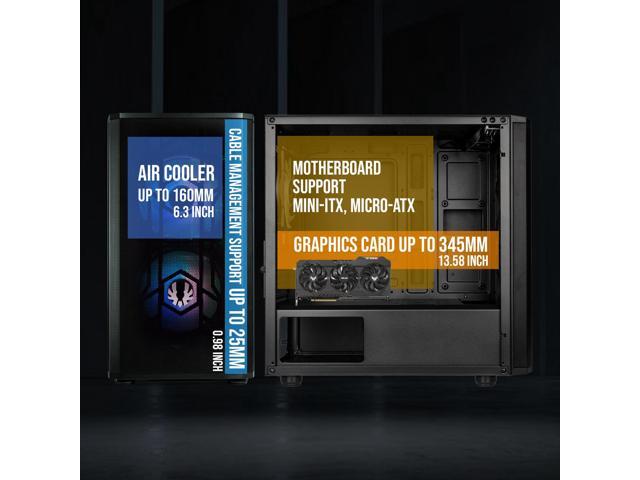 BitFenix Nova Mesh mATX (Micro ATX, Mini ITX) PC Gaming Case ARGB Edition Black, 3 x ARGB Fans Pre-Installed, 240mm AIO Support at Top, GPU Length...