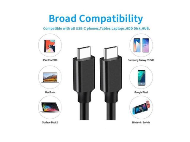10 ft. 5A 100W USB-C 3.2 Gen2 TO USB TYPE C Male to Male 4K60hz Video Data CABLE 20Gbps