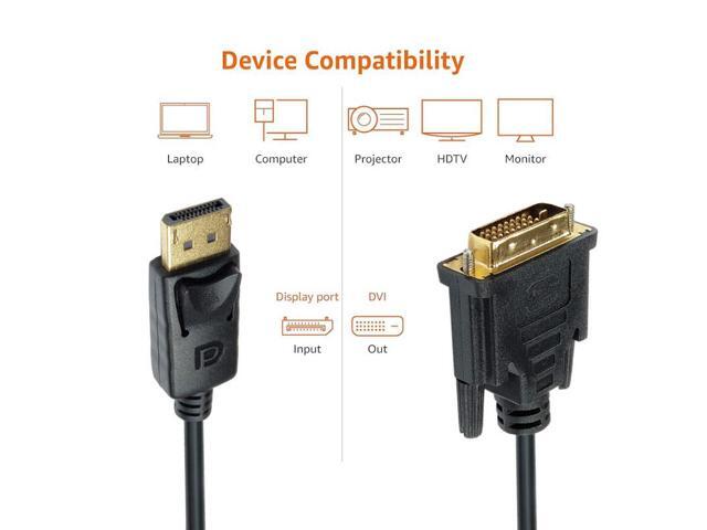 6ft. DisplayPort to DVI Video Cable,Gold Plated DP to HDMI Cable 1080P