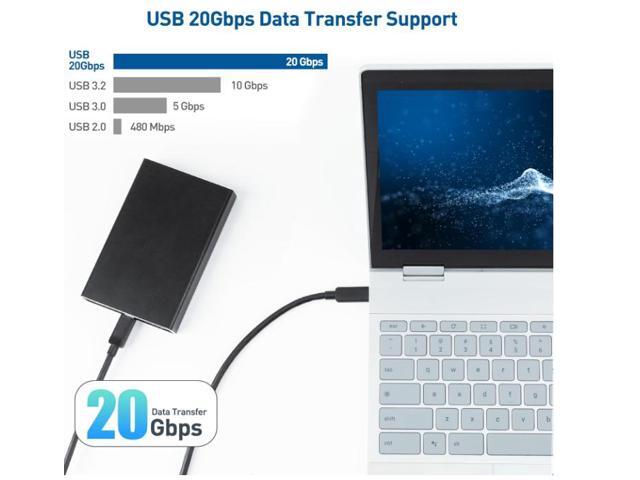 3.3 ft USB-C 3.2 Full Function 100W 5A PD Fast Charging Cable 20Gbps Super High Speed Data Cable 4K60hz Video Connection Cable