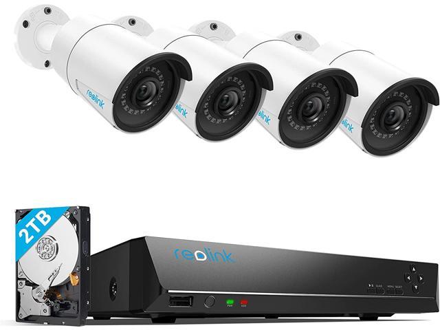 Reolink 8CH 5MP Home Security Camera System, 4pcs Wired 5MP Outdoor PoE IP Cameras with Person Vehicle Detection, 4K 8CH NVR with 2TB HDD for 24-7.
