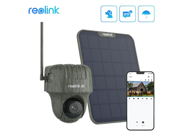 Reolink 4K 8MP 4G LTE Wildlife PT Camera with 360° All-Around View, Animal Detection Recognition, 4K Live Streaming Playback, Go Ranger PT with...