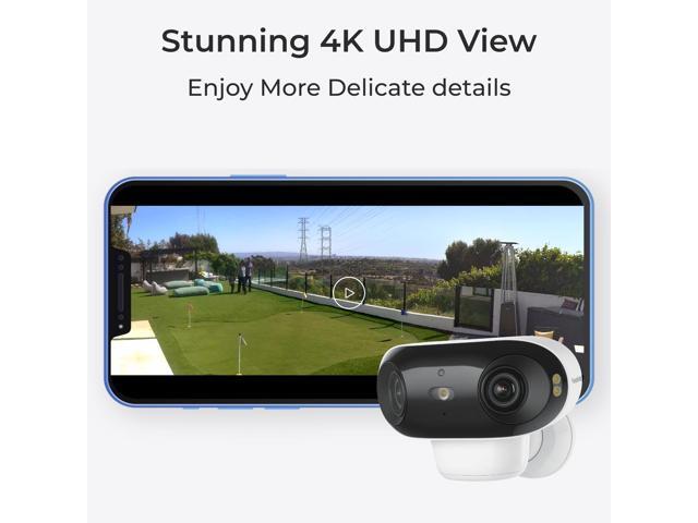 Reolink Argus 4 Pro with With 6W Black Solar Panel 4K Battery Camera ColorX Night Vision, 180° Blindspot-Free View, Outdoor Camera with Dual-Band...