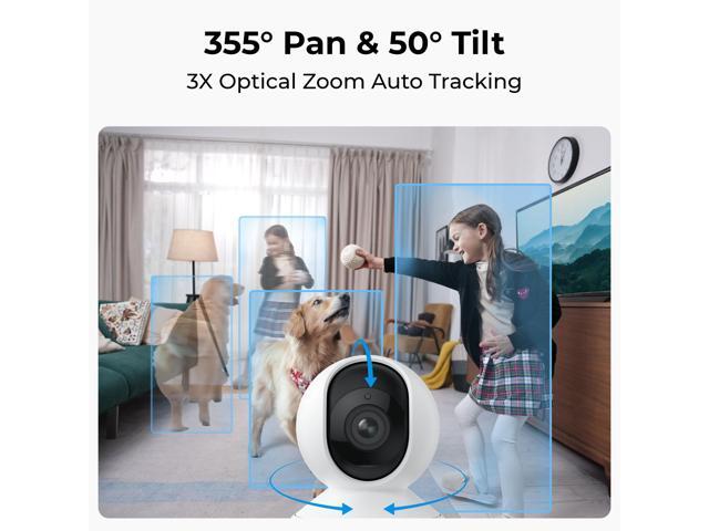 REOLINK E1 Series Zoom 4K 8MP Auto Tracking PTZ Indoor Security Camera, Human/Pet Detect Plug-in 2.4/5GHz WiFi 6 3x Optical Zoom, Local Storage(Max...