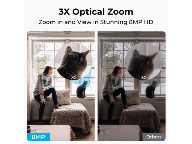 REOLINK E1 Series Zoom 4K 8MP Auto Tracking PTZ Indoor Security Camera, Human/Pet Detect Plug-in 2.4/5GHz WiFi 6 3x Optical Zoom, Local Storage(Max...
