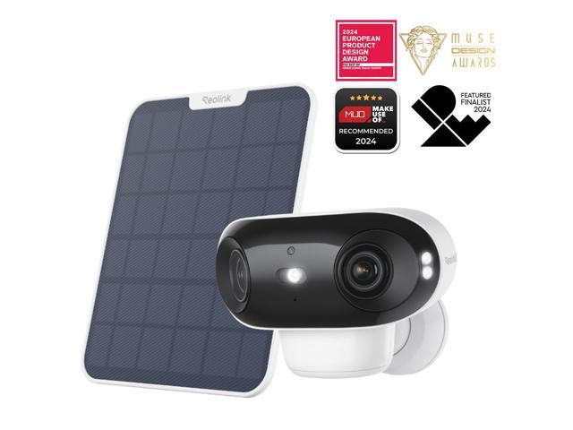 Reolink Argus 4 Pro with With 6W White Solar Panel 4K Battery Camera ColorX Night Vision, 180° Blindspot-Free View, Outdoor Camera with Dual-Band...