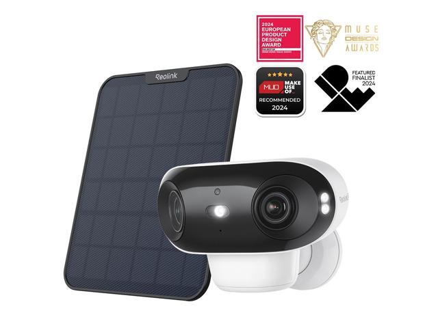 Reolink Argus 4 Pro with With 6W Black Solar Panel 4K Battery Camera ColorX Night Vision, 180° Blindspot-Free View, Outdoor Camera with Dual-Band...