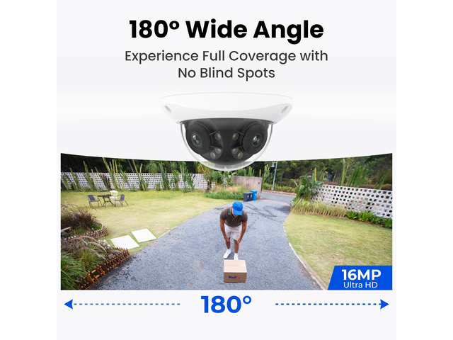 Reolink Duo 3V PoE 8K 16MP 180° Dual-Lens PoE IP Camera, IK10 Vandal-Proof, Person/Vehicle/Animal Detection, Spotlight Color Night Vision, IP67...