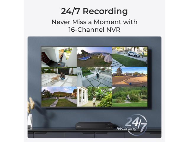REOLINK 24CH NVR(Max. 16 Wired Plus 8 Battery-powered WiFi Cams) for Home Security Camera System w/ 4TB HDD Included, Works with Reolink...