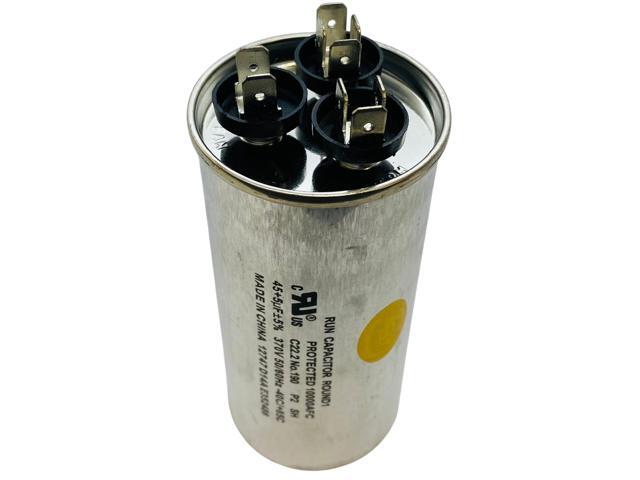 Dual Run Capacitor, Round, 45 + 5 Mfd., 370 Volt, CD45+5X370R
