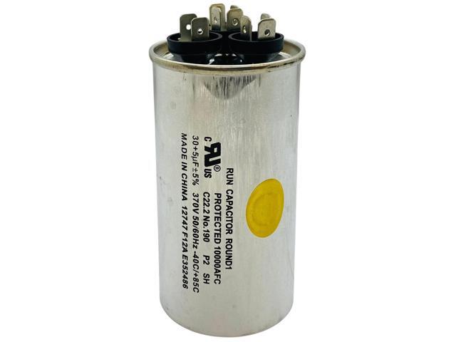 Dual Run Capacitor, Round, 30 + 5 Mfd., 370 Volt, CD30+5X370R