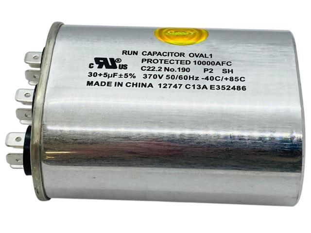 Dual Run Capacitor, Oval, 30 + 5 Mfd., 370 Volt, CD30+5X370