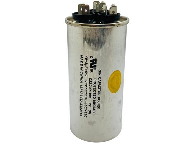 Dual Run Capacitor, Round, 40 + 5 Mfd., 370 Volt, CD40+5X370R
