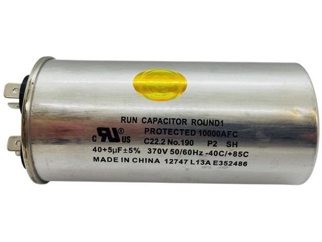 Dual Run Capacitor, Round, 40 + 5 Mfd., 370 Volt, CD40+5X370R