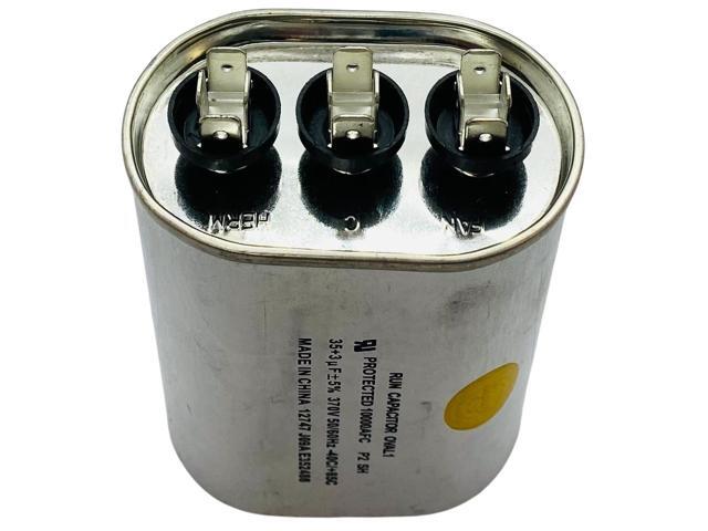 Dual Run Capacitor, Oval, 35 + 3 Mfd., 370 Volt, CD35+3X370