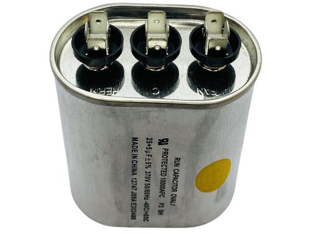Dual Run Capacitor, Oval, 25 + 5 Mfd., 370 Volt, CD25+5X370