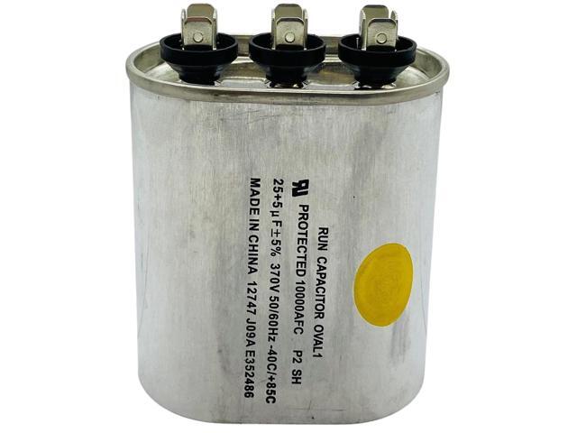 Dual Run Capacitor, Oval, 25 + 5 Mfd., 370 Volt, CD25+5X370
