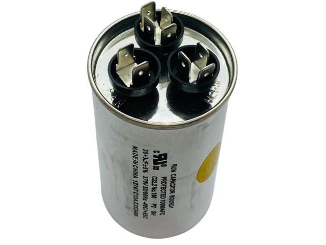 Dual Run Capacitor, Round, 30 + 3 Mfd., 370 Volt, CD30+3X370R