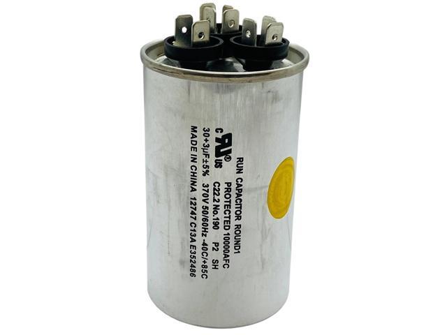 Dual Run Capacitor, Round, 30 + 3 Mfd., 370 Volt, CD30+3X370R