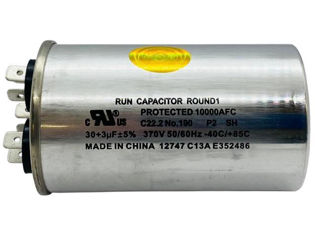 Dual Run Capacitor, Round, 30 + 3 Mfd., 370 Volt, CD30+3X370R