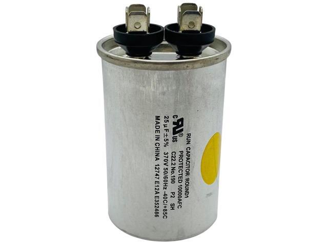 Run Capacitor, Round, 25 Mfd., 370 Volt, CR25X370R