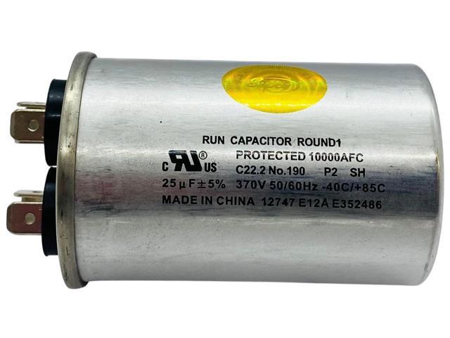 Run Capacitor, Round, 25 Mfd., 370 Volt, CR25X370R