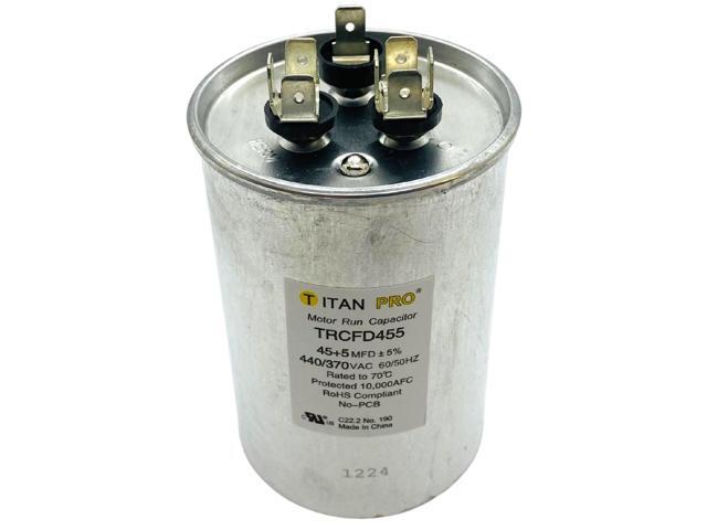 Packard Titan Pro Run Capacitor, Round, 45+5 Mfd, 440-370V, TRCFD455